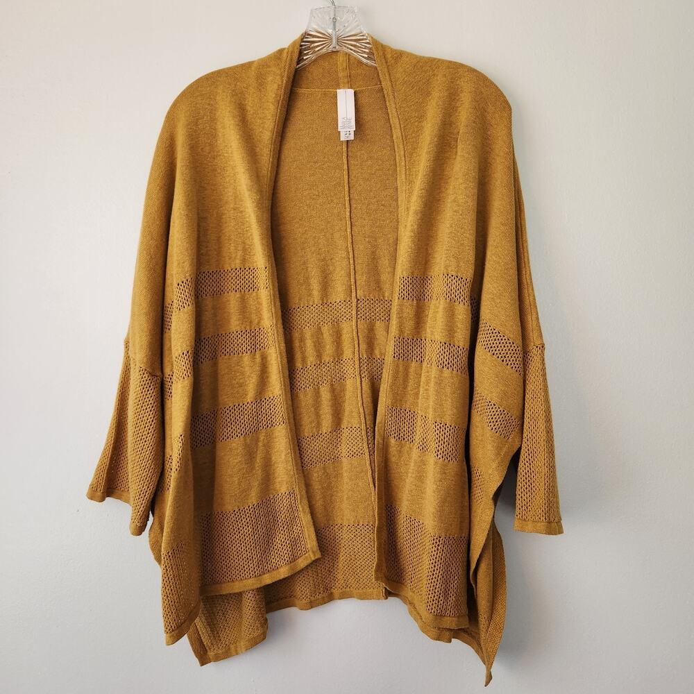 Marla Wynne Cardigan Womens S Mustard Open Front Knit Outdoor Classic Basic Chic